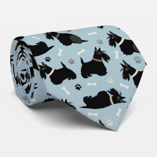 Black Scottish Terrier Paws and Bones Neck Tie