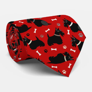 Black Scottish Terrier Paws and Bones Tie