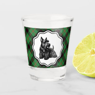 Black Scottish Terrier Tartan Plaid Shot Glass