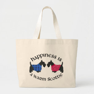 Black Scottish Terriers Happiness Large Tote Bag