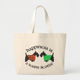 Black Scottish Terriers Happiness Large Tote Bag