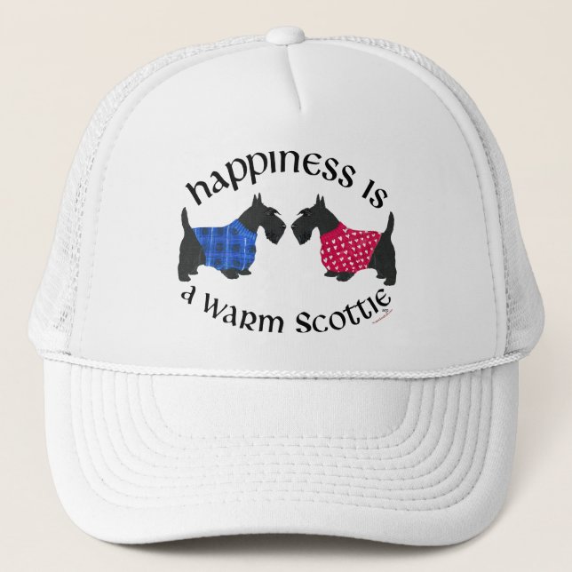 Black Scottish Terriers Happiness Trucker Hat (Front)