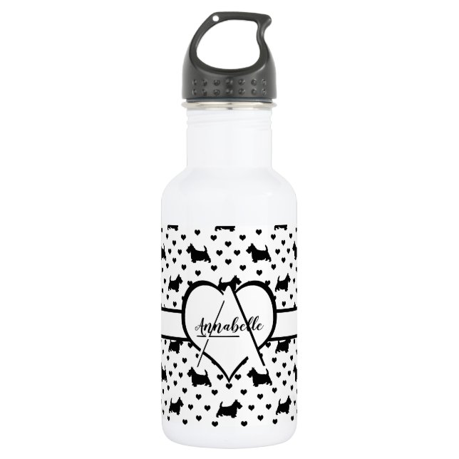Black Scottish Terriers (Scottie Dogs) - White 532 Ml Water Bottle (Front)