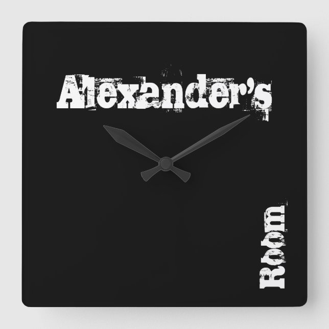Black Scratch Personalised Wall Clock (Any Name) (Front)