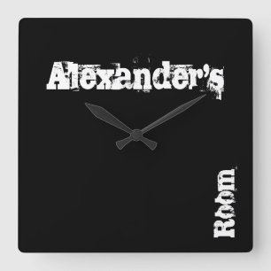 Black Scratch Personalised Wall Clock (Any Name)