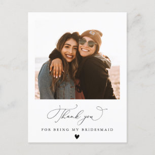 black script bridesmaid thank you card