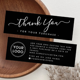 Black script business logo thank you insert card
