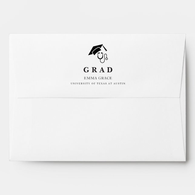 Black Script Calligraphy RN Nursing Graduation Envelope (Back (Top Flap))