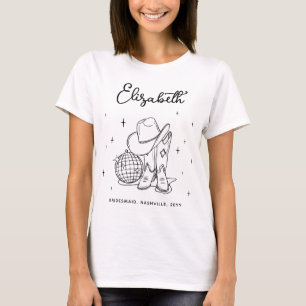 Black Script Cowgirl Disco Personalised Bridesmaid T-Shirt