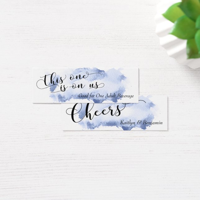 Black Script & Dark Blue WatercolorDrink Tickets (Desk)