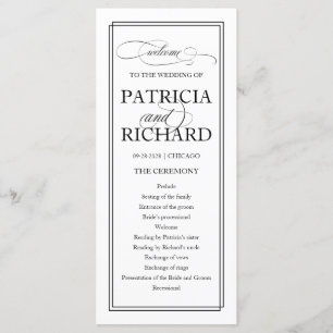 Black Script Elegant Wedding Ceremony Program