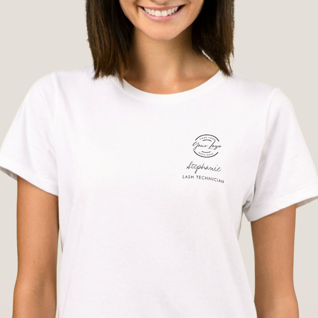 Black Script Employee Name Business Logo Lashes T-Shirt (Creator Uploaded)