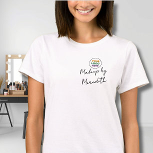 Black Script Employee Name Business Logo Makeup  T-Shirt