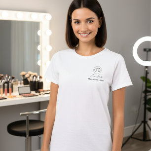 Black Script Employee Name Business Logo Makeup T-Shirt