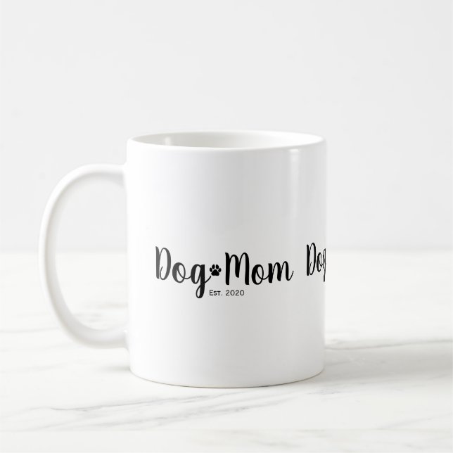 Black Script Established Dog Mom  Coffee Mug (Left)