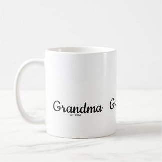 Black Script Established Grandma Coffee Mug