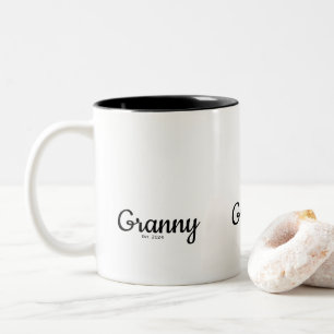 Black Script Established Grandma Two-Tone Coffee Mug