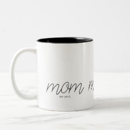 Black Script Established Mom  Two-Tone Coffee Mug