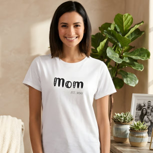 Black Script Established Mum Cute Hearts T-Shirt