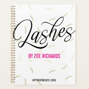 Black Script & Faux Gold Lashes Appointment Planner