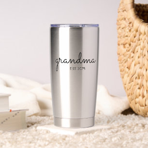 Black Script Font Established Grandma  Insulated Tumbler