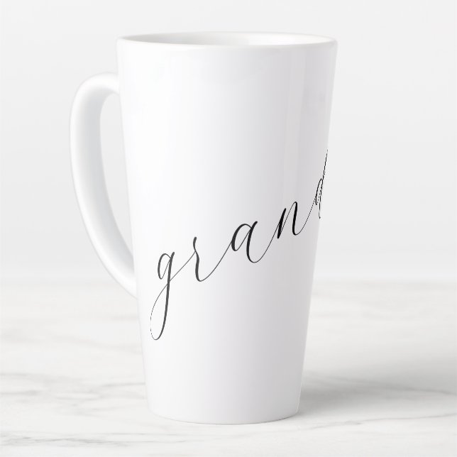 Black Script Font Grandma Established Latte Mug (Left Angle)