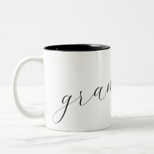 Black Script Font Grandma Established Two-Tone Coffee Mug