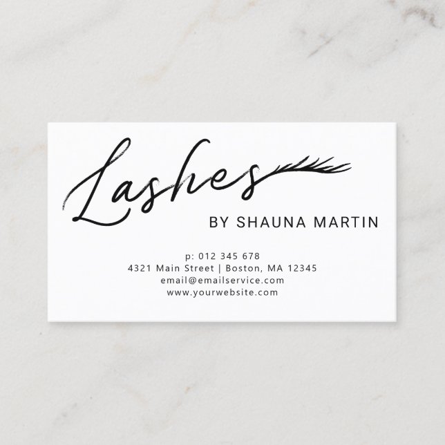 Black Script & Gold Lashes Business Card (Front)