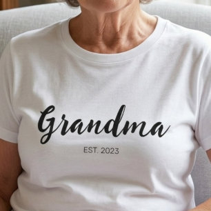 Black Script Grandma Established  T-Shirt