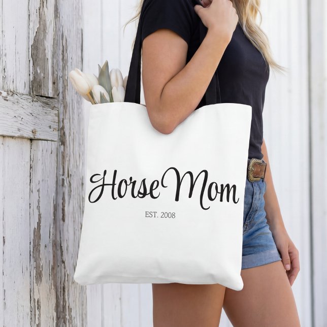 Black Script Horse Mum Established Tote Bag (Creator Uploaded)