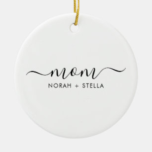 Black Script Kids Names Mum Ceramic Ornament