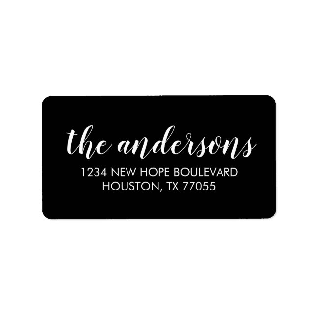 Black Script Last Name Return Address Labels (Front)