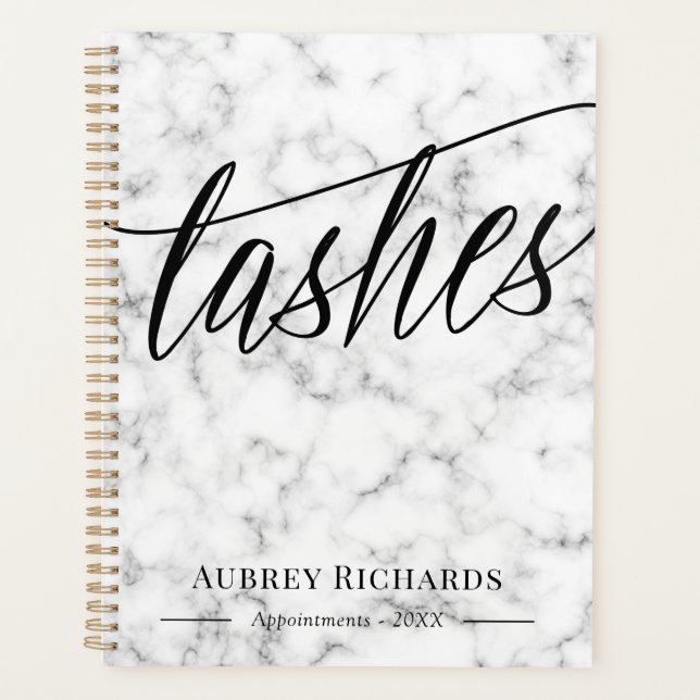 Black Script & Marble Lashes Appointment Planner (Front)