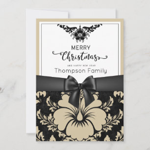 Black script merry Christmas happy new year Invitation