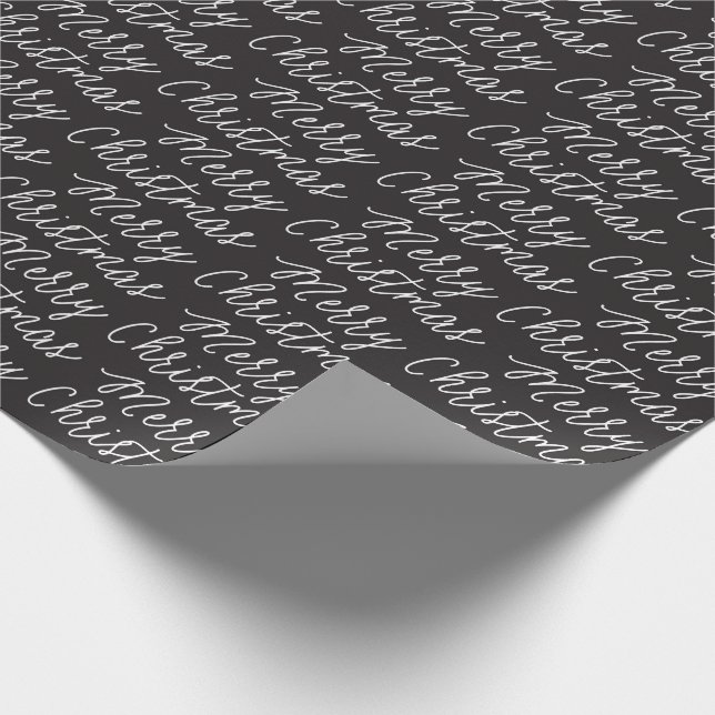 BLACK SCRIPT MERRY CHRISTMAS WRAPPING PAPER (Corner)