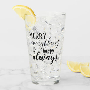 Black Script Merry Everything & Happy Always Glass