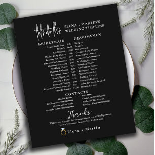 Black Script Minimal Wedding Day Timeline
