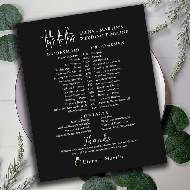 Black Script Minimal Wedding Day Timeline (Creator Uploaded)