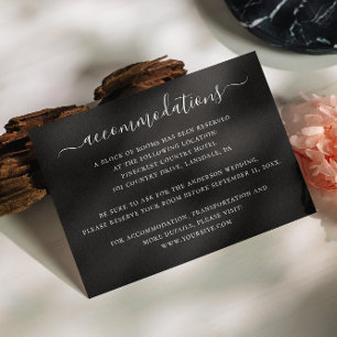 Black script minimalist wedding accommodations enclosure card