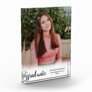 Black Script Modern Graduate Graduation Photo Block