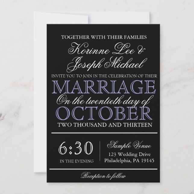 Black Script Modern Wedding Invitation (Front)