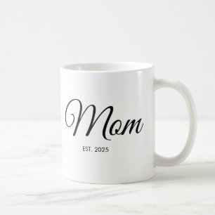 Black Script Mom Established New Mom Gift Coffee Mug