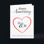 Black Script Monogram Heart Happy Anniversary Card<br><div class="desc">Mark a memorable anniversary with this elegant card. Featuring a clean white background,  a central heart,  and a customisable monogram in black script,  this card can be personalised with names,  dates,  and heartfelt message for special husband,  wife,  partner or for a happy couple!</div>