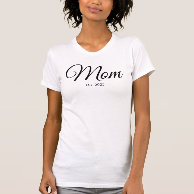 Black Script Mum Established New Mum Gift T-Shirt (Front)
