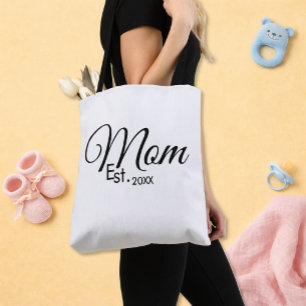 Black Script Mum Established New Mum Gift Tote Bag