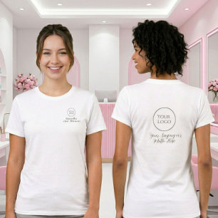 Black Script Nail Tech Employee Name Logo Saying  T-Shirt