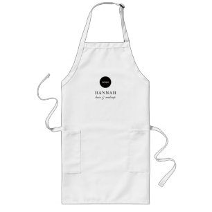 Black Script Name Business Logo Hair Makeup  Long Apron