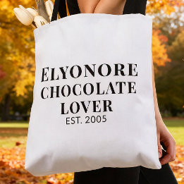 Black Script Name Established Chocolate Lover Tote Bag