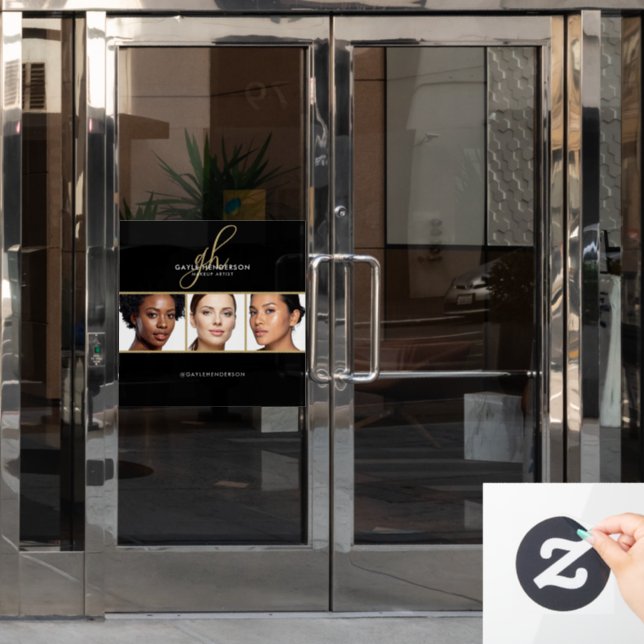 Black Script Name Logo Photo Makeup Artist Studio (Office Door)