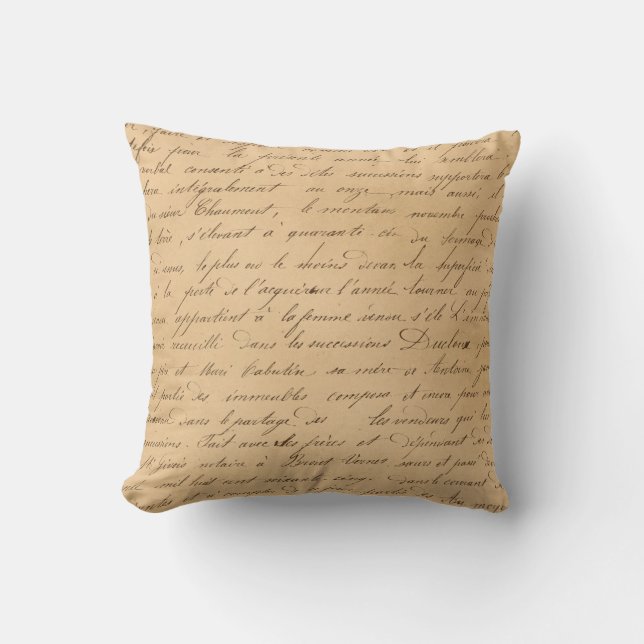 Black Script on Tan Cushion (Front)